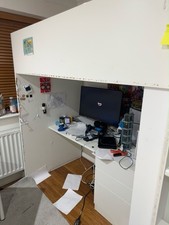 Ikea Single Bunk Bed with Built-In Desk, Ladder, Shelves