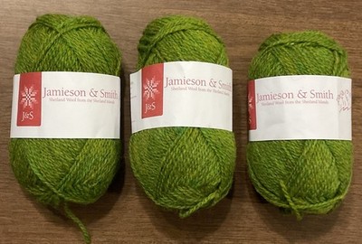 3 Skein Lot Jamieson & Smith 2-Ply Jumper Weight Shetland Wool Yarn Green Mix