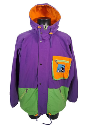 MELLO'S CLIMBER Skijacke Vintage Full Zip Kapuze Lila Grün Herren UK 40 (L)