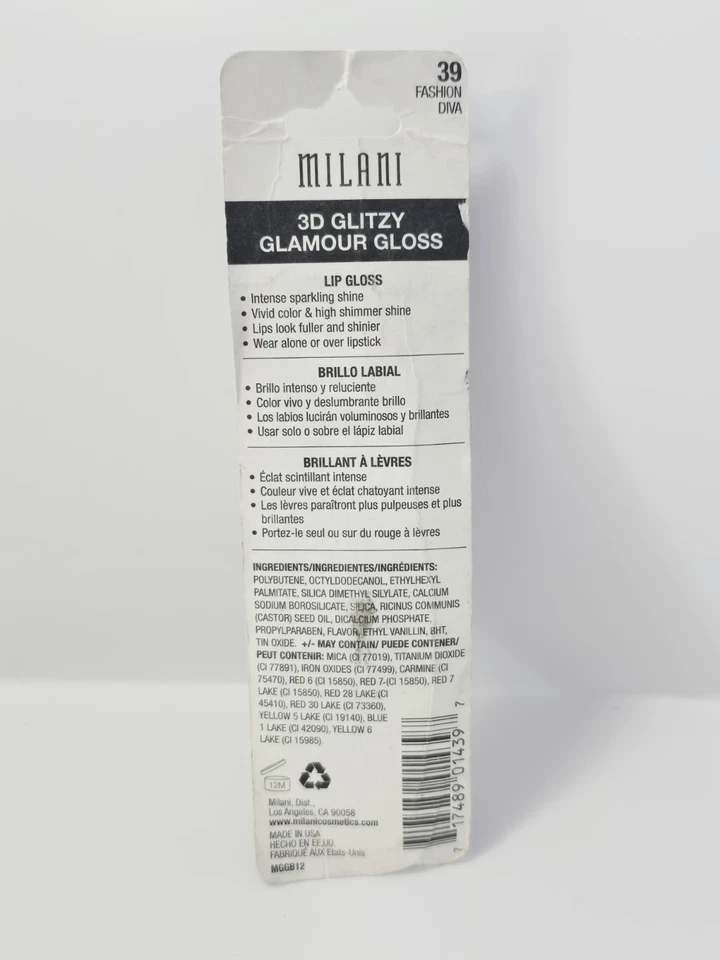  Milani Glitzy 3D Glamour Gloss #39 Fashion Diva - Image 3 of 3