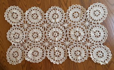 Vintage Hand Crochet Cotton Table Runner Dresser Doily 29" x 16"