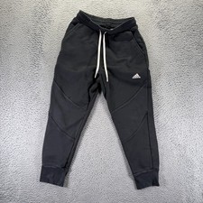 Adidas Sweatpants Mens M Black Polyester Jogger Tapered Leg Fleece Lined Sports