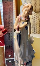 Mallorca by Studio Porcelain Figurine Girl w/Hat & Umbrella Glossy 8-1/4"