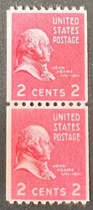 US Stamp Pair 1938 John Adams Prexie Series MNH OG Scott 806 2c