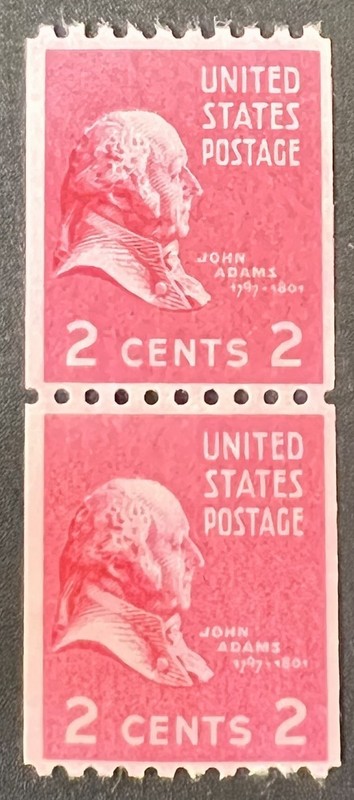US Stamp Pair 1938 John Adams Prexie Series MNH OG Scott 806 2c