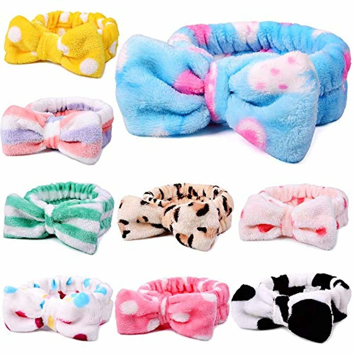Lot of 9 spa makeup fleece headbands women 9 Pcs Beauty Gift, Skin Care Spa Headbands, Soft Coral  main image 3