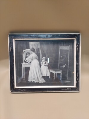 RARE c 1900 Johnsons Baby Powder Toilet ''Finishing Touches'' old photo Trade Card