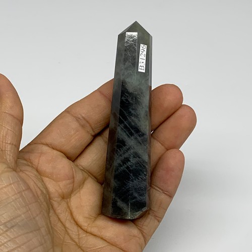 69.9g, 3.7"x0.8", Labradorite Tower Point Crystal @Madagascar, B31296 - Picture 2 of 13