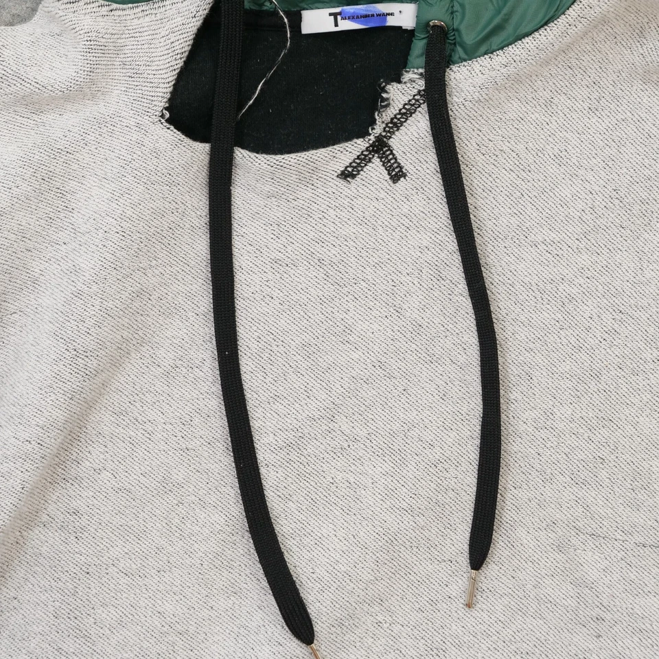 Suéter T By Alexander Wang Mujer Gris Medio Verde Crop Pullover Sudadera con Capucha Tejido Foto 4 de 4