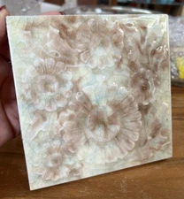 American Encaustic Tile Co Floral Sunflower Tile c1920-1930 Pastel Colors