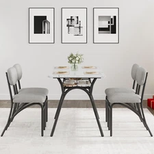 ✅Modern Dining Table Set for 4 Kitchen Table with Boucle Chairs for 4 Rectangula