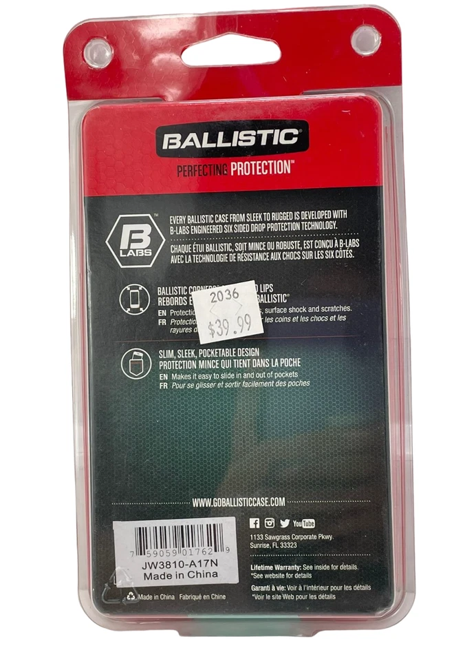 弹道珠宝半透明保护壳 适用于三星 Galaxy S6,黑色 — 第 3/4 张图片