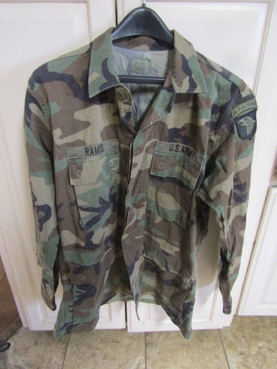 MILITARY BDU TOP JACKET WITH NAME RAMOS US ARMY 101ST AIRBORNE OLD