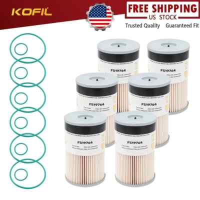 (6) FS19764 For Fleetguard Cummins Fuel Filter / Water Separator