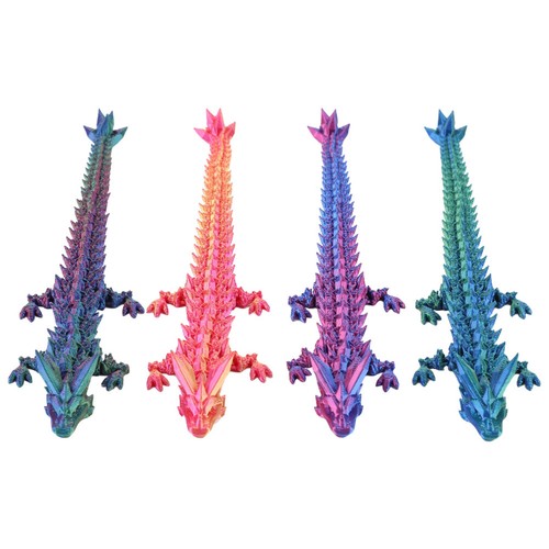 4 Stück 3D-gedruckter Kristalldrache beweglicher Drache Fidget-Spielzeug Chef-Sc - Afbeelding 16 van 18