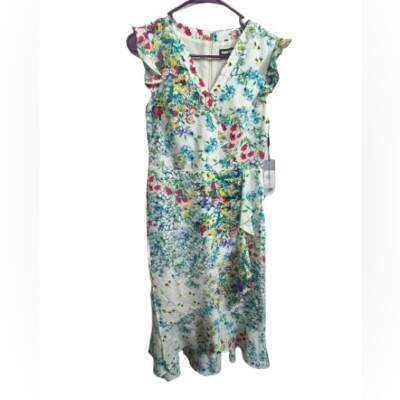 KARL LAGERFELD Paris beautiful floral flower garden party ruffled dress sz 2 nwt