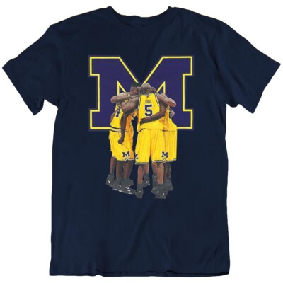 Michigan University Basketball Team Fab Five 5 Sport Retro T Shirt