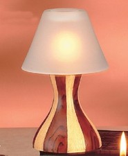 NEW-LAMP SHADE TEALIGHT CANDLE HOLDER WITH FANCY TWO TONE WOOD STAND+BOX-88796