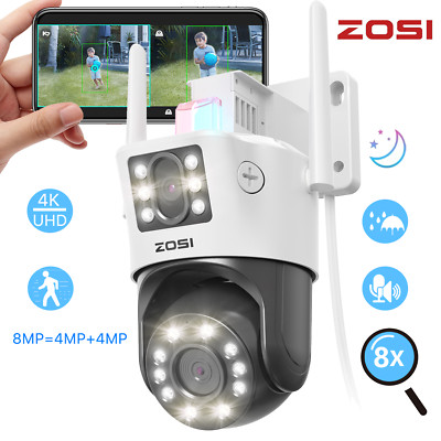 ZOSI 8MP PT WLAN Überwachungskamera Außen Dual Objektiv 8xHybrid Zoom Auto Track