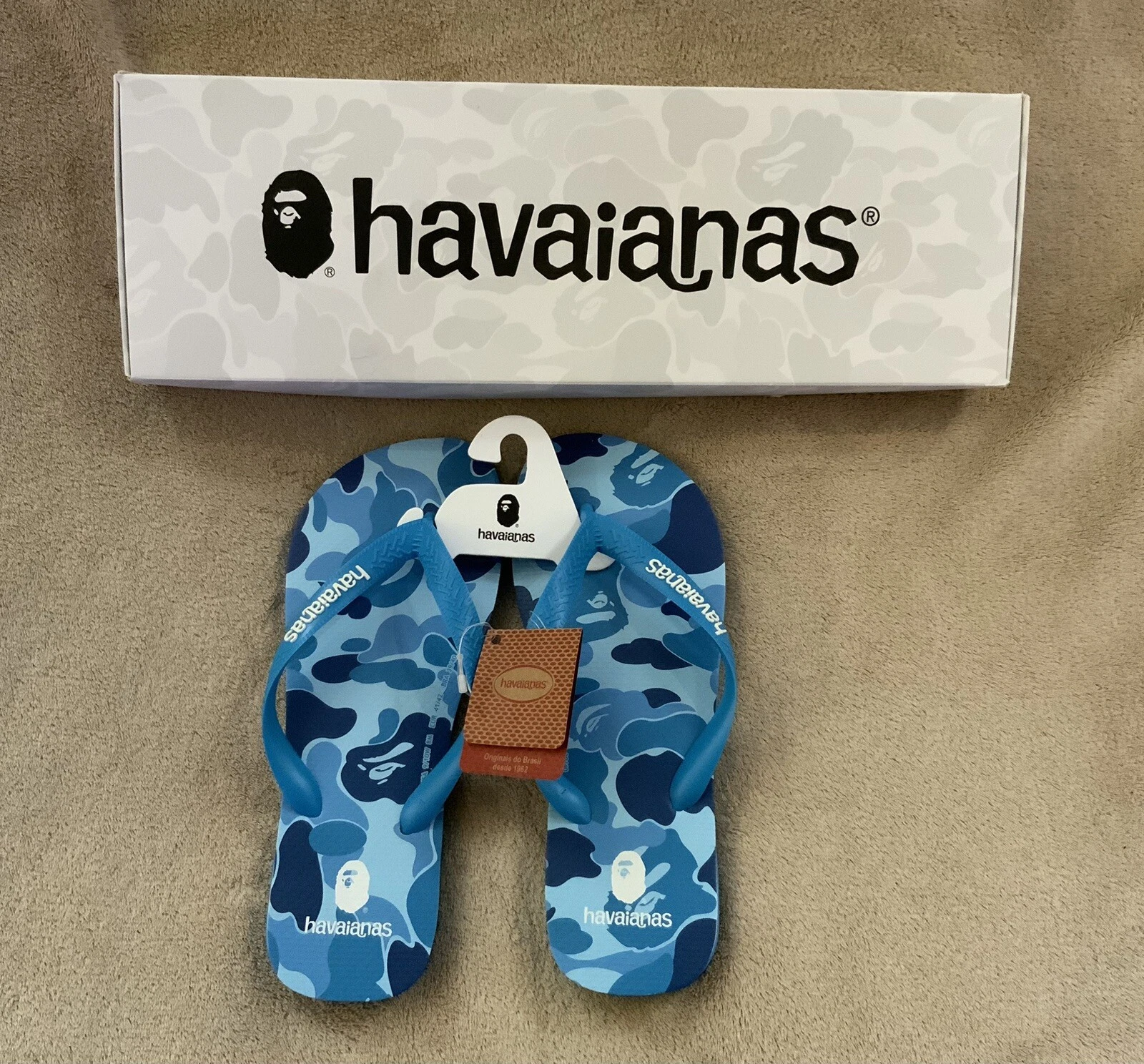 Bape A Bathing Ape x Havaianas Turquoise Blue Camo Size US 8 Men’s Flip Flops