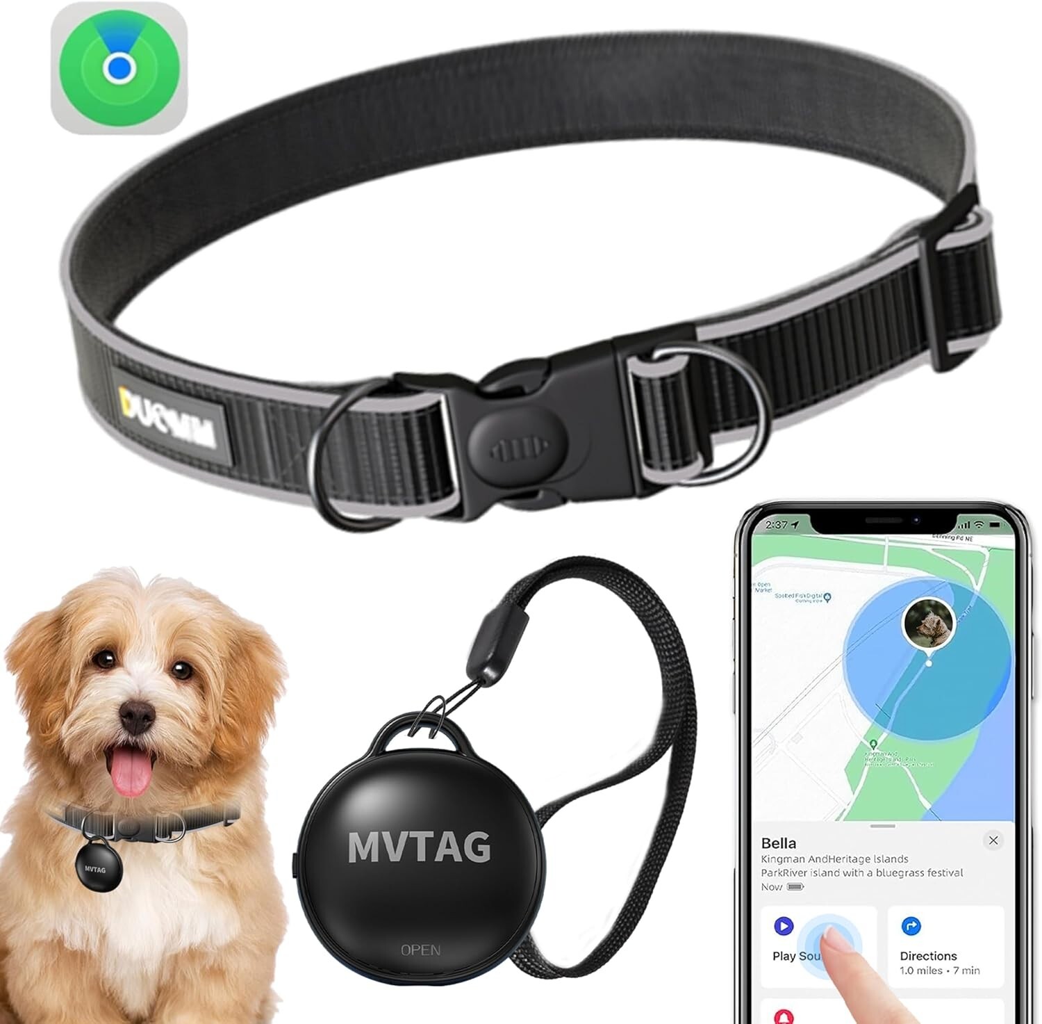 GPS chien sans abonnement Aoikoy avec traceur étanche IP6