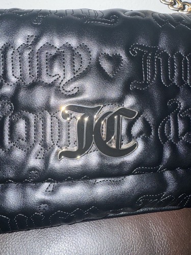 Juicy Couture Pink League Large Flap Black Liquorice Crossbody Bag - Picture 2 of 6