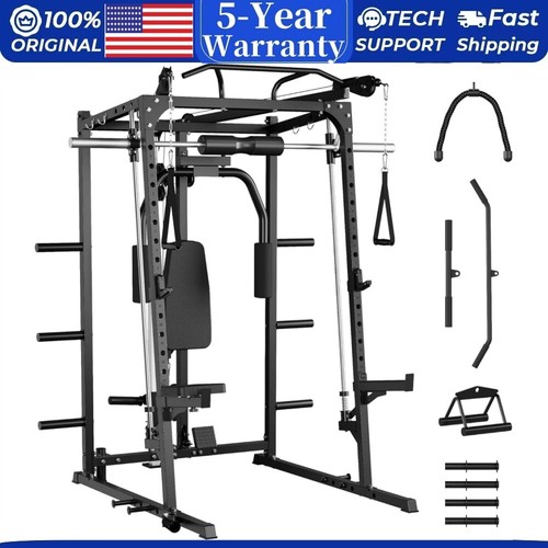 Smith Machine 2000LBS Power Cage Squat Rack with Chest Fly Machine ...