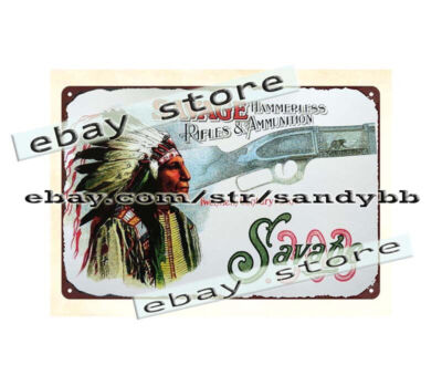 hammerless rifle ammunition native American firearms .303 guns weapons tin sign