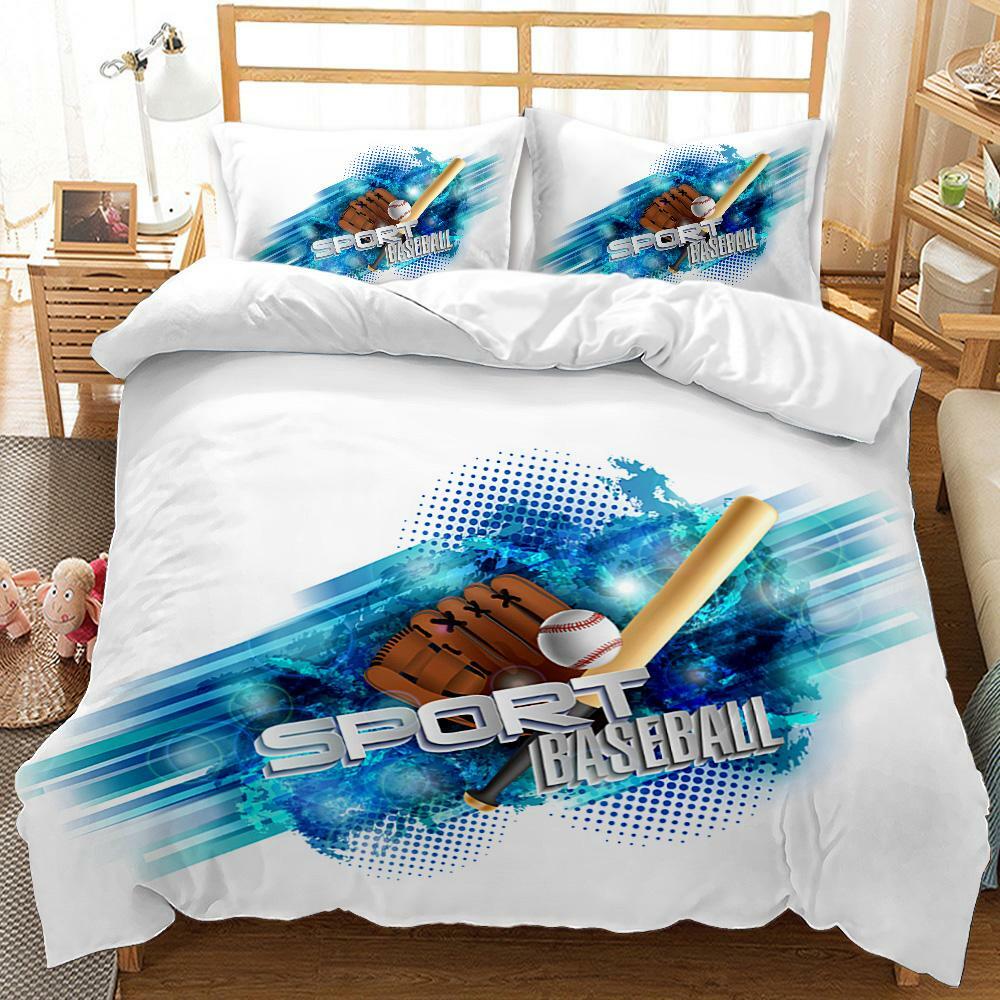 2Pcs Sport Bedding Set Baseball Quilt Doona Duvet Cover Single Double