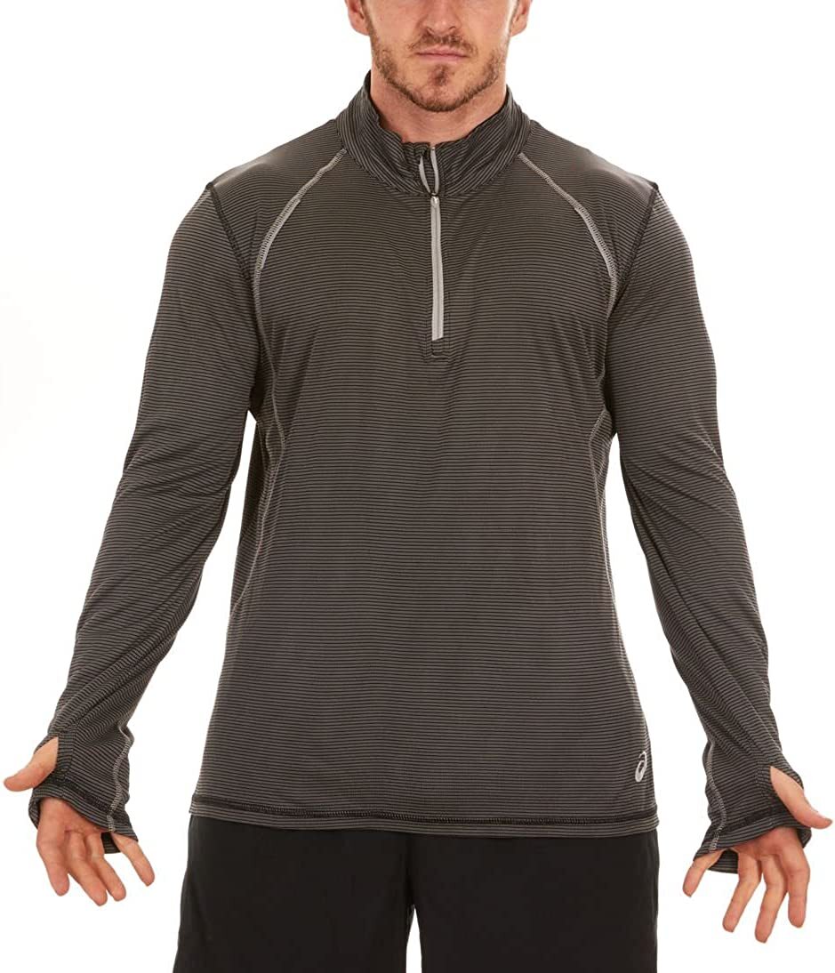 ASICS Men's Shosha Quarter-Zip Long-Sleeve Running Top Black - XL