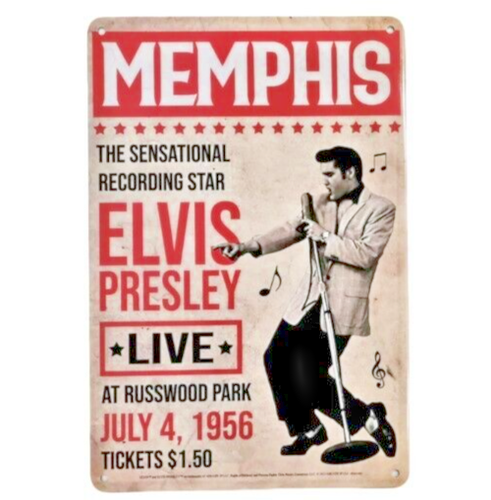 Elvis Presley Sign - Retro July 4, 1956 Concert at Russwood Park - 12" X 8" - Picture 1 of 1