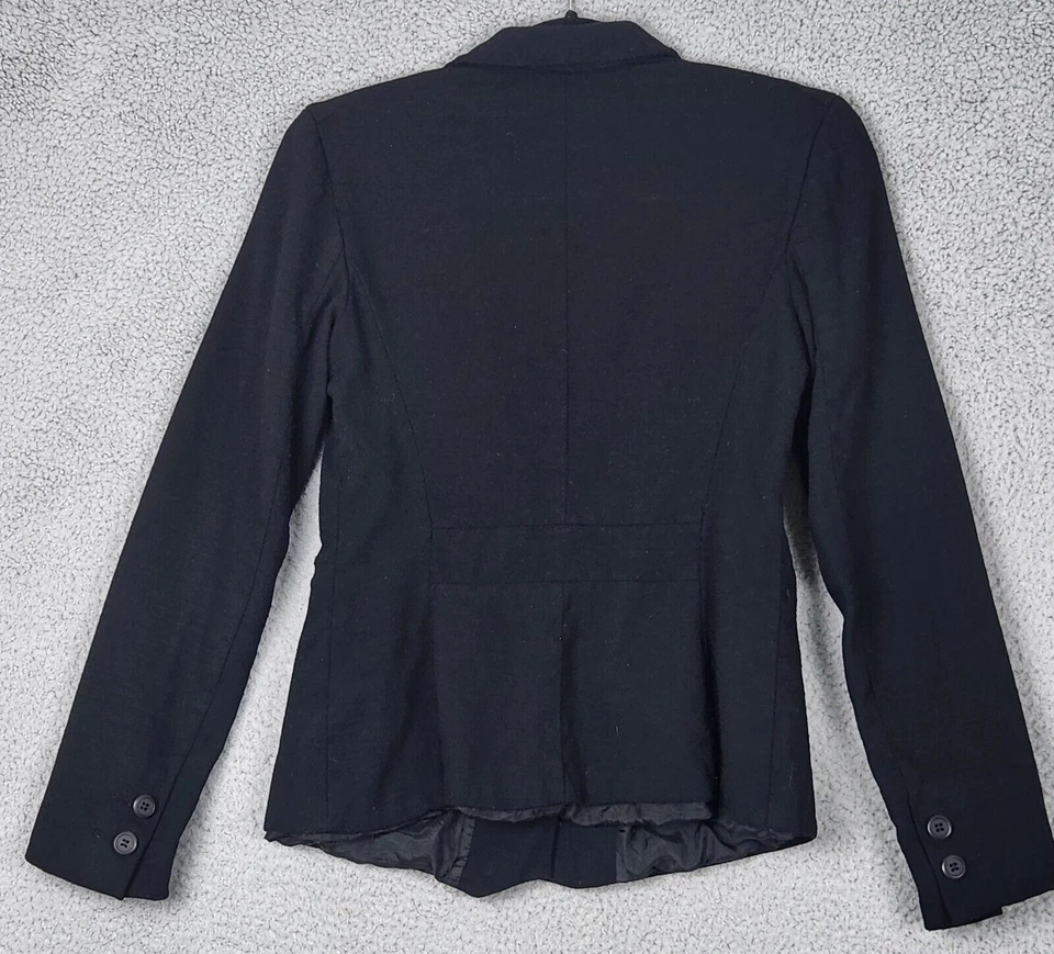 Blazer HENRI BENDEL Mujer Talla 8 Negro 100% Lana Virgen Forrado Hecho en Italia Foto 2 de 4