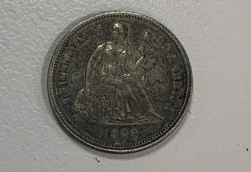 1862 Seated Liberty Half Dime Uncirculated Dark Toned See Photos