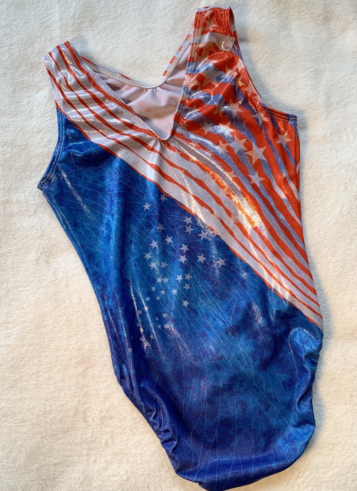 GK ELITE Red White Blue LEOTARD Gymnastics PATRIOTIC Stars Stripes USA Flag AM eBay