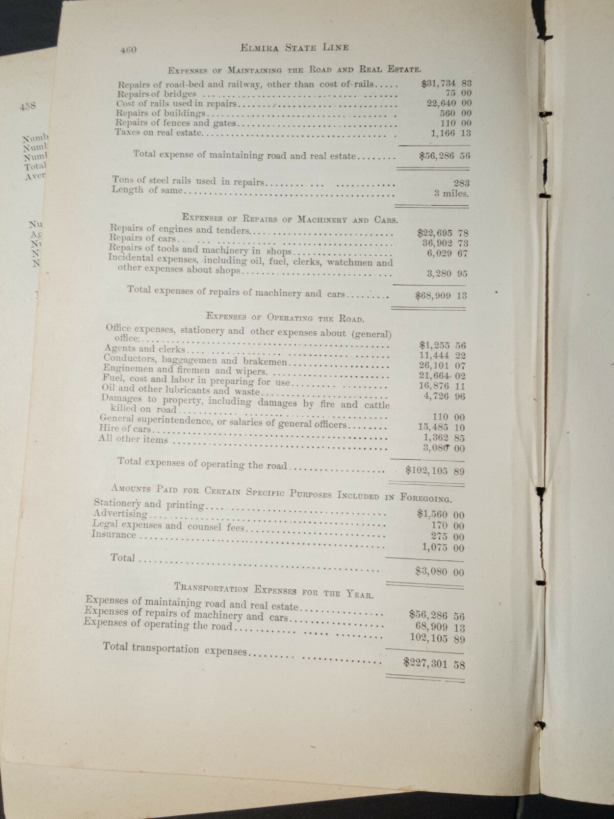 1880 Elmira State Line Railroad NY Train Document to Arnot, PA