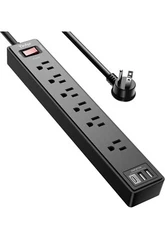 6-Outlet Surge Protector Power Strip Gray | 6ft Cord | Electrical Extension Plug