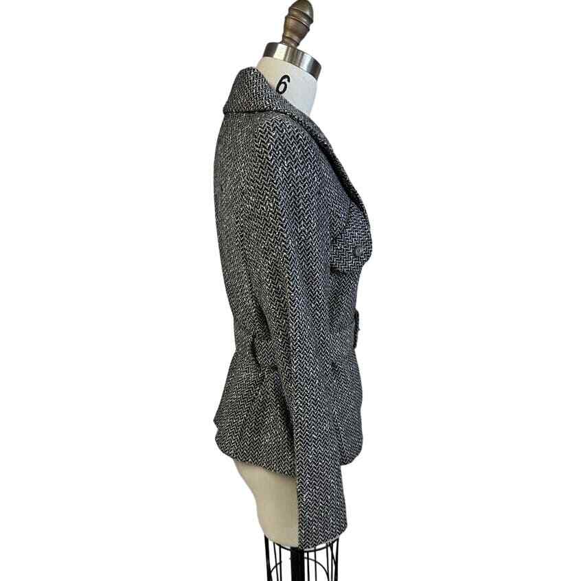 VTG Miss Elle Ci Les Copains Sz 42( M/L) Black/White Herringbone Tweed Jacket image 4