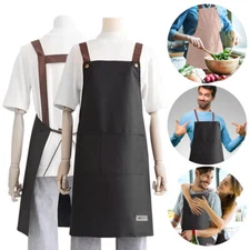 Kitchen Apron Waterproof Apron Front Pocket Adjjustable Bib Chef Apron Oil-proof