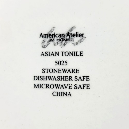 Juego de 3 cuencos de sopa American Atelier Asian Tonile 5025 borde azul y blanco 9" - Imagen 8 de 8