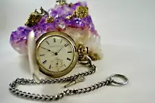 1873 Elgin Chas. Fargo Model 1 Grade 12 7J 18S 4Oz Coin Silver Pocket Watch