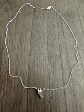 Disney 925 Sterling Silver Tinkerbell Peter Pan Necklace Size 18  Adjustable