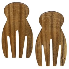 Acacia Wood Salad Hands Set of 2 Wooden Salad Servers Serving Set Great for T...