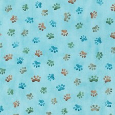 Feline Drive Fabric WHISKERS TAILS Paw Prints Blue - Fat Quarter 18"x22" FQ