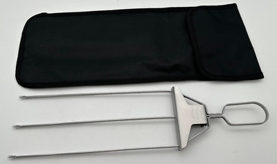 3 Wege Edelstahl Grillspieß  Metallspieß mit Tasche 37cm BBQ Spieß abstreifer