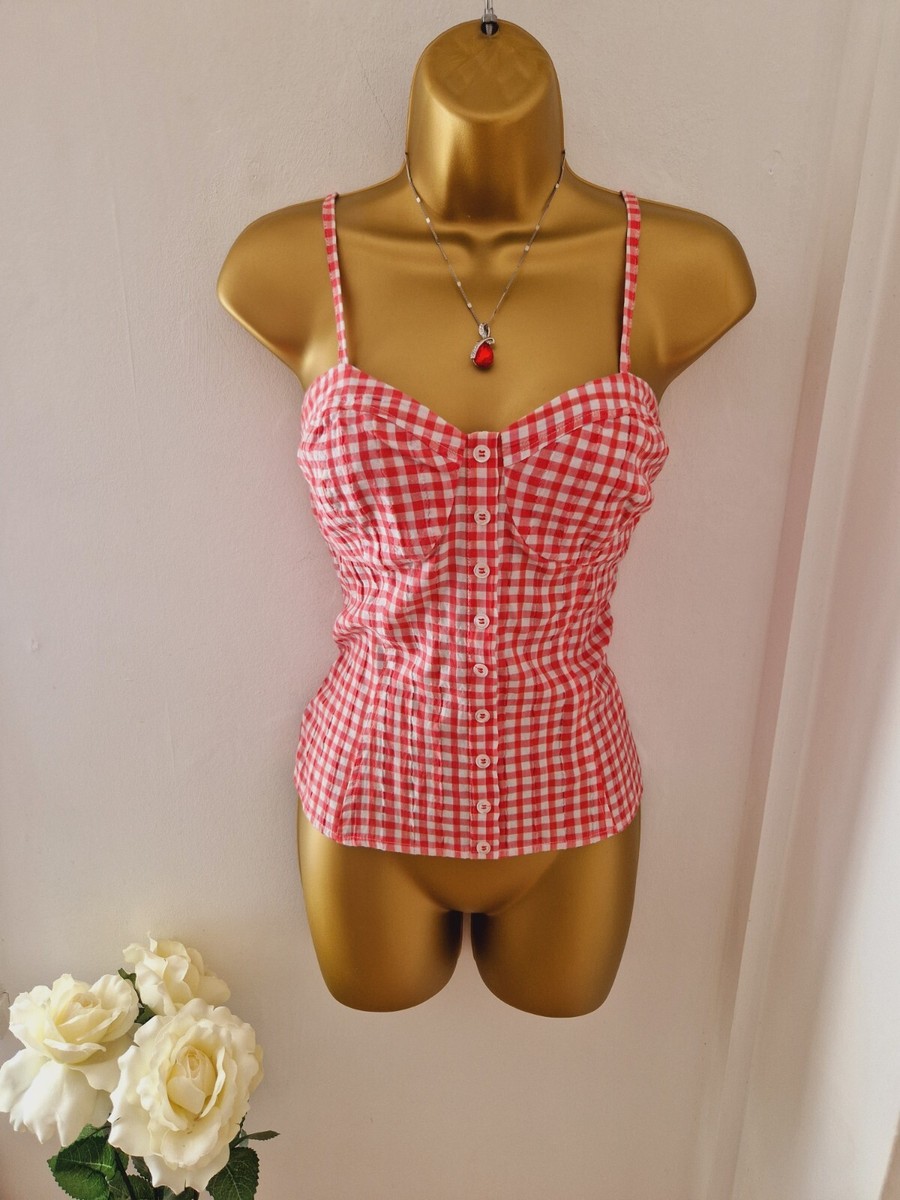 ❤️ Cute Y2k Jane Norman Gingham Check Strap Top Size 10/12