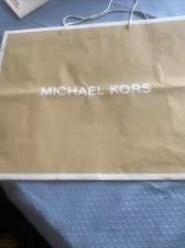 NEW MICHAEL KORS BEIGE PAPER SHOPPING GIFT BAG 19  W 15  L - Never Used