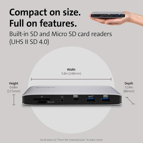 Kensington SD2500T Thunderbolt 3 and USB-C Docking Station Dual 4K 60W PD - Picture 8 of 8