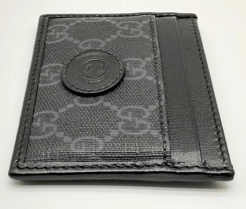 GUCCI Negro GG Logo Auténtico Cuero Lona Monograma Tarjetero Estuche Billetera Nuevo en Caja - Imagen 16 de 24