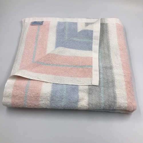 Dundee Palatial Pink & Blue Striped Cotton Bath Towel Sheet 62" x 33" USA Made eBay