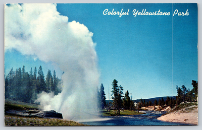 #ad Postcard Colorful Yellowstone Park Riverside Geyser Upper Geyser Basin Wyoming $4.75